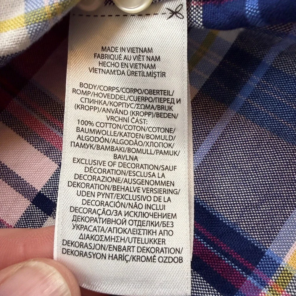 Polo Ralph Lauren‎ Mens 2XB Big Plaid Button Down Shirt Blue Pink Yellow Cotton
